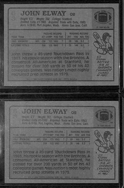 Lot of (2) 1984 John Elway Rookies (Pack Fresh)