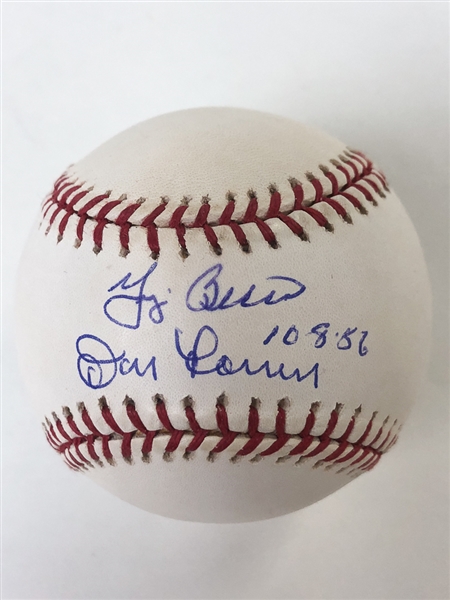Yogi Berra & Don Larsen Signed & Inscribed Rawlings OAL Baseball - Perfect Game WS 1956 - JSA