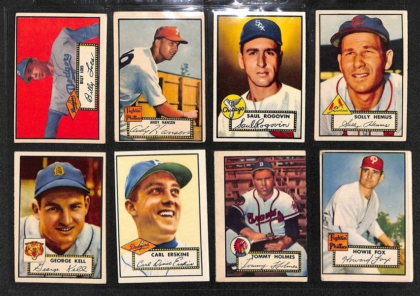 Lot of 8 - 1952 Topps Baseball Cards w. George Kell