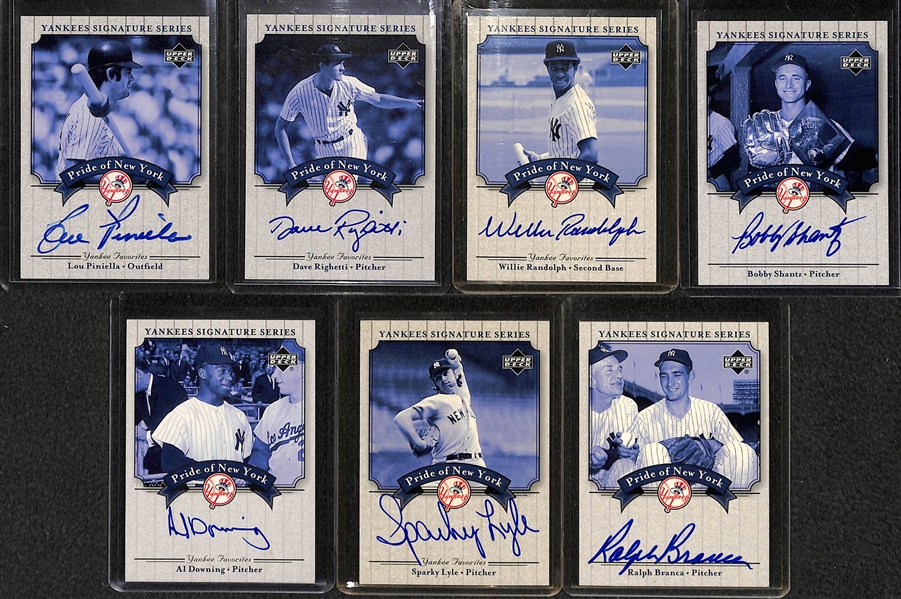 Lot Of 25 Yankees Autograph Cards w. Piniella & Righetti