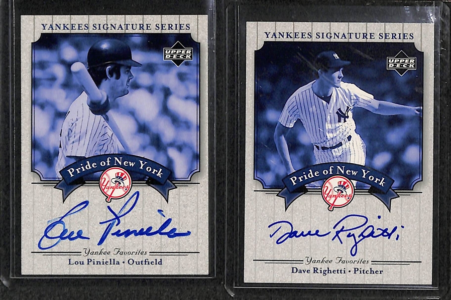 Lot Of 25 Yankees Autograph Cards w. Piniella & Righetti