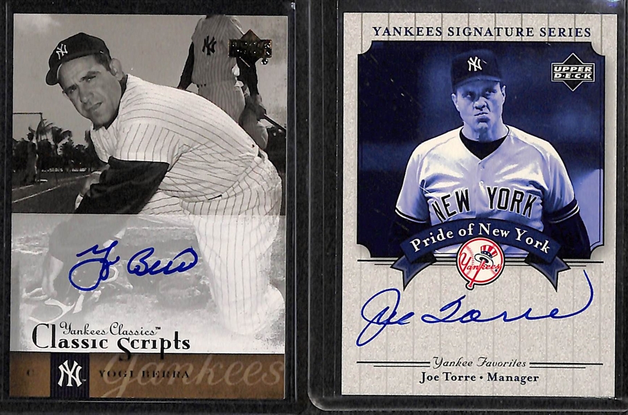 Lot Of 7 Yankees Autograph Cards w. Berra & Torre