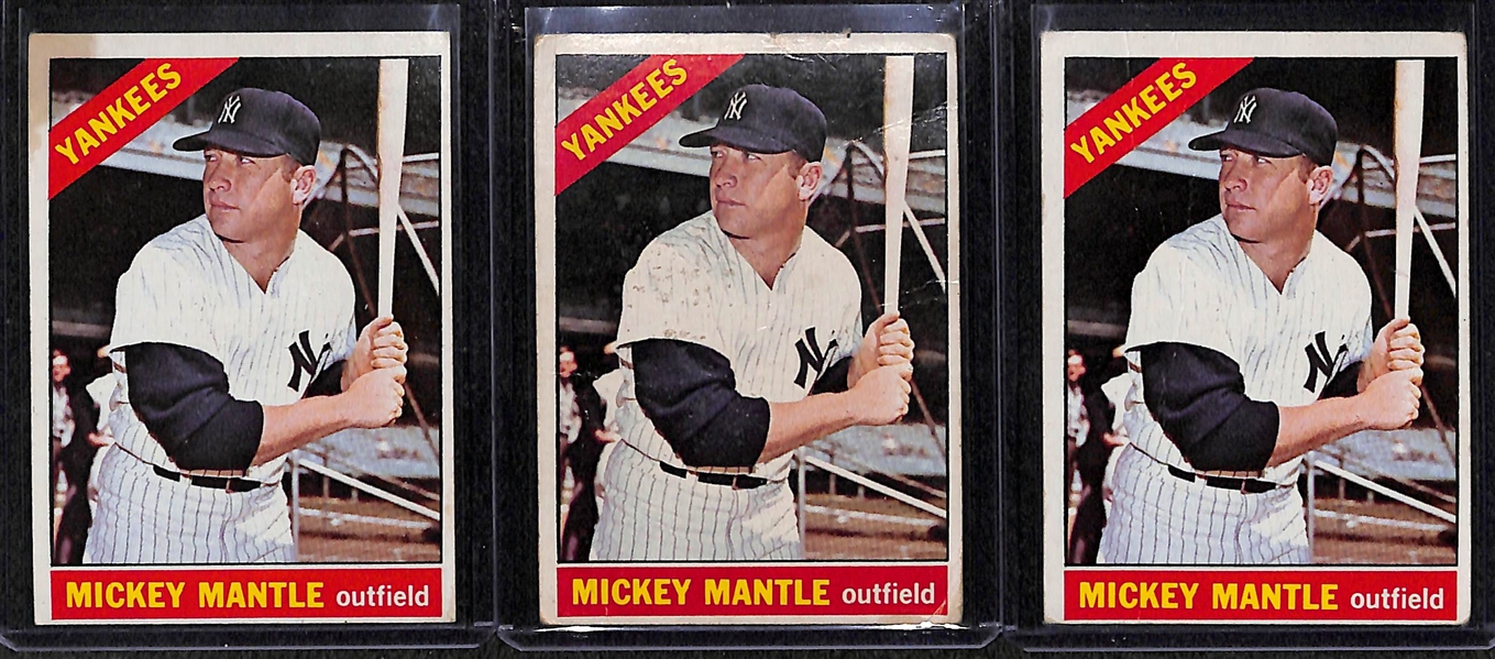 Lot Of 3 1966 Topps Mickey Mantle Cards
