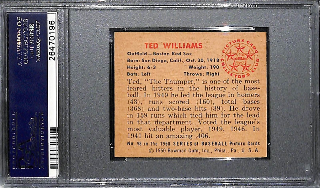 1950 Bowman Ted Williams #98 Graded PSA 7 (Near Mint)