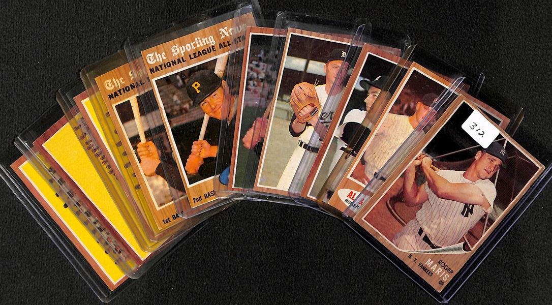 Lot of 10 - 1962 Topps Star Cards w. Roger Maris