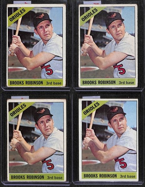 Lot of 6 - 1966 Topps Cards - Mantle, Ford, B. Robinson x4