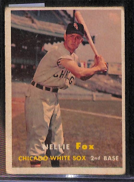 Lot of 60+ Assorted 1957 Topps Baseball Cards w. Warren Spahn