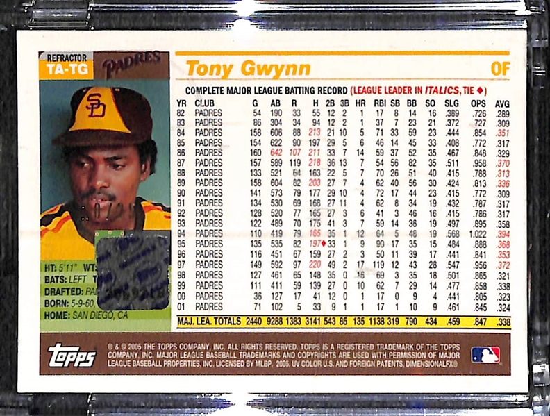 2005 Topps Chrome Retired Tony Gwynn SP Autograph Refractor Card /25