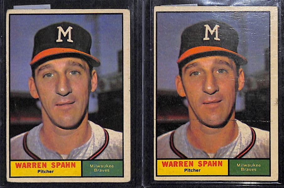 Lot of 175+ Assorted 1961 Topps Baseball Cards w. Warren Spahn x2