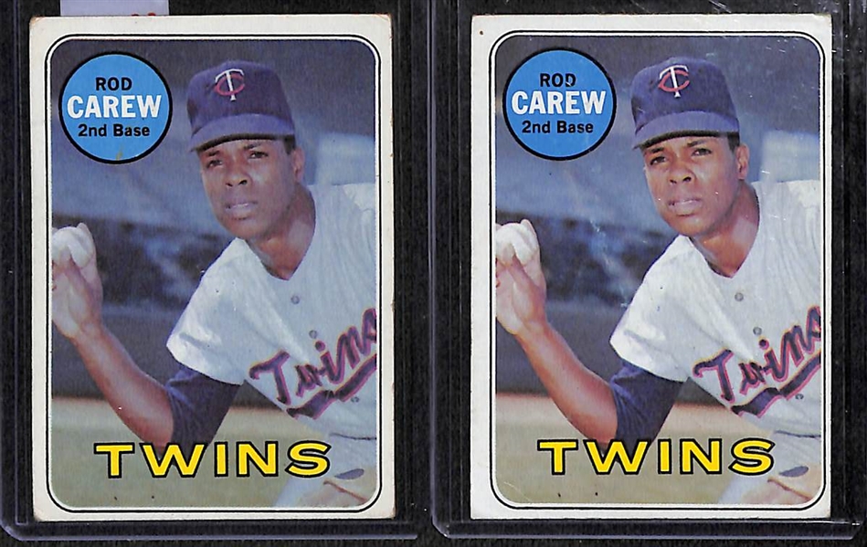 Lot of 150+ Assorted 1969 Topps Baseball Cards w. Rod Carew x2