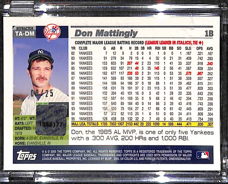2005 Topps Chrome Retired Don Mattingly SP Autograph Refractor Card /25