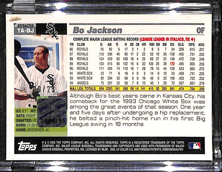 2005 Topps Chrome Retired Bo Jackson SP Autograph Refractor Card /25