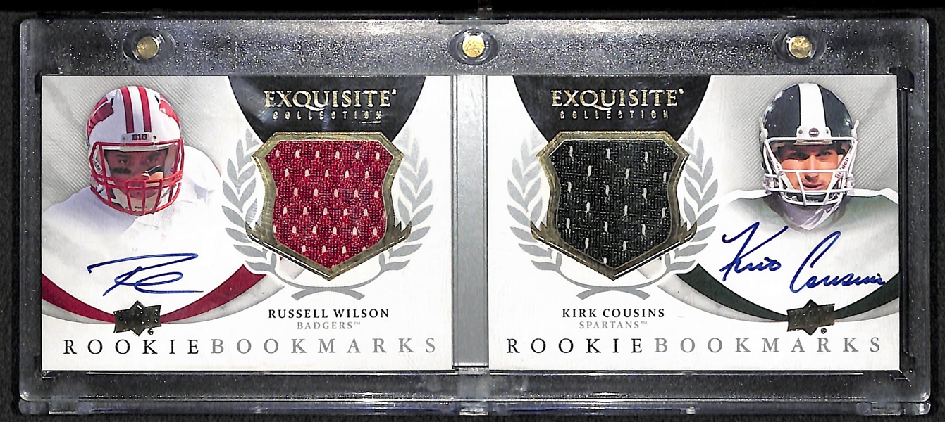 2012 Upper Deck Exquisite Russell Wilson Kirk Cousins Autograph Jersey Booklet Card