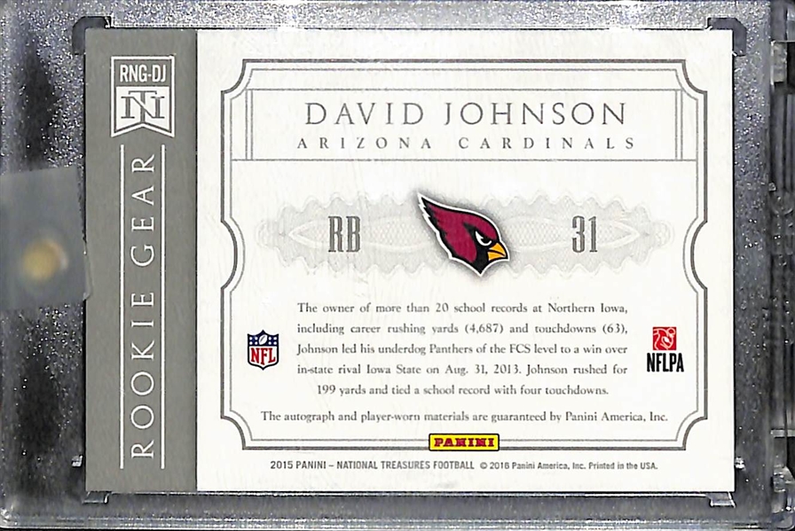 2015 National Treasures David Johnson Autograph Rookie Patch Card /99