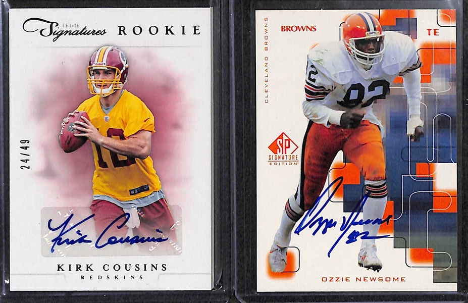 Lot Of 50 Football Autograph Cards w. Kirk Cousins & Ozzie Newsome