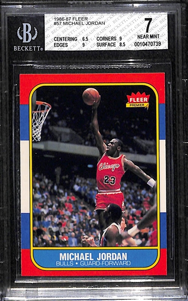 1986-87 Fleer Michael Jordan Rookie Card Graded BGS 7 (Near Mint)