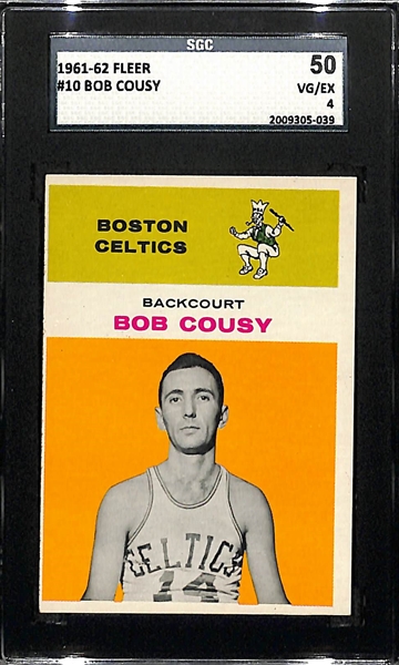 1961-62 Fleer Basketball Bob Cousey (#10) Graded SGC 50 (VG/EX)