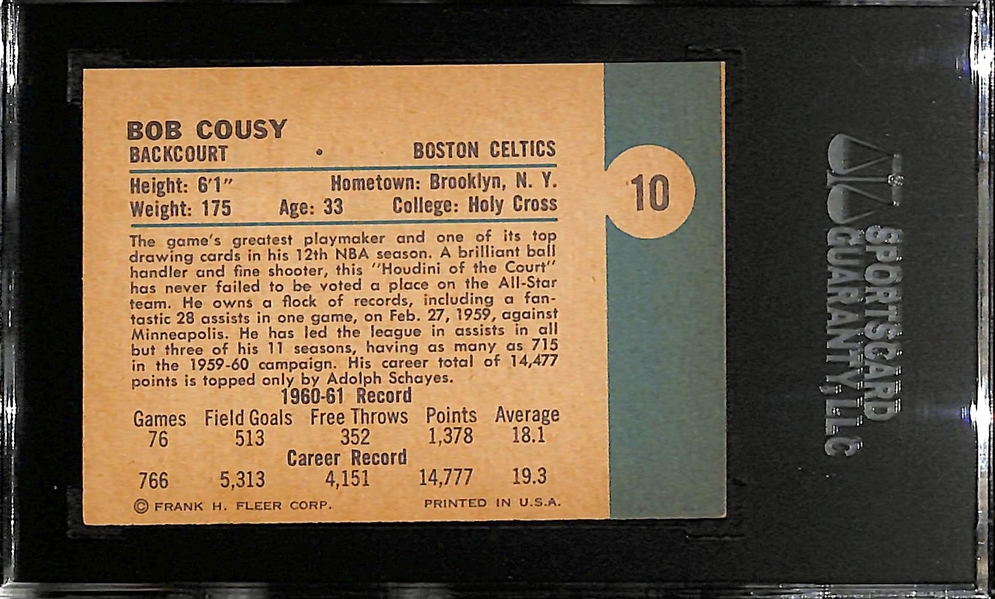 1961-62 Fleer Basketball Bob Cousey (#10) Graded SGC 50 (VG/EX)
