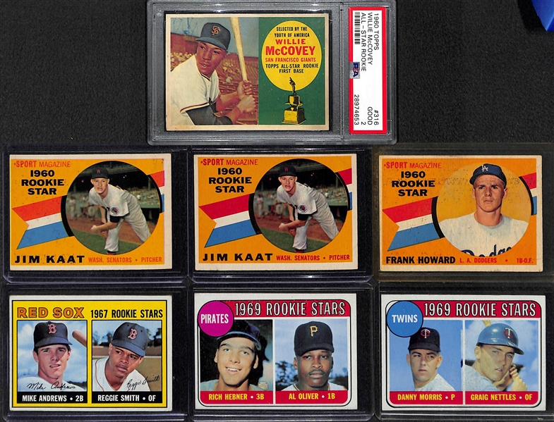 Lot of (7) 1960s Baseball Rookie Cards w/ Willie McCovey