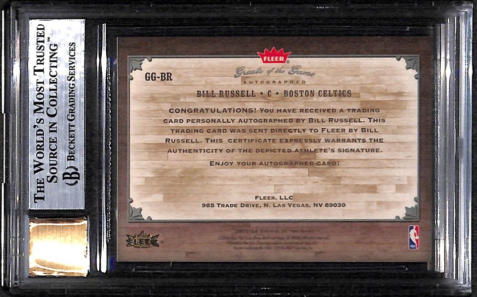 2005-06 Fleer Greats Of The Game Bill Russell SP Autograph Card Graded BGS 9 (w/ 10 Autograph Grade)