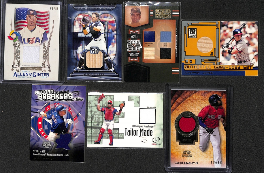 Lot Of 49 Baseball Relic Cards w. Stanton & Piazza