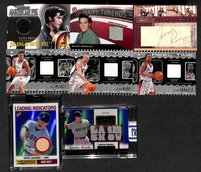 Lot Of 38 Mixed Sports Autos/Relics/Numbered Cards w. Elvis Relic & Jim Ringo Cut