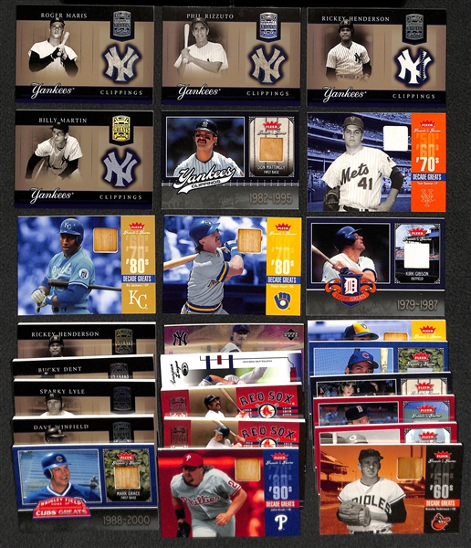 Lot Of 25 Baseball HOF & Old Stars Relic Cards w. Roger Maris
