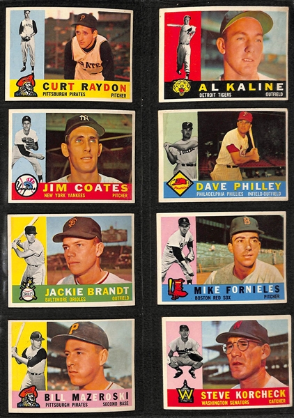 Lot of 288 Different 1960 Topps Baseball Cards w. Hank Aaron & Sandy Koufax 