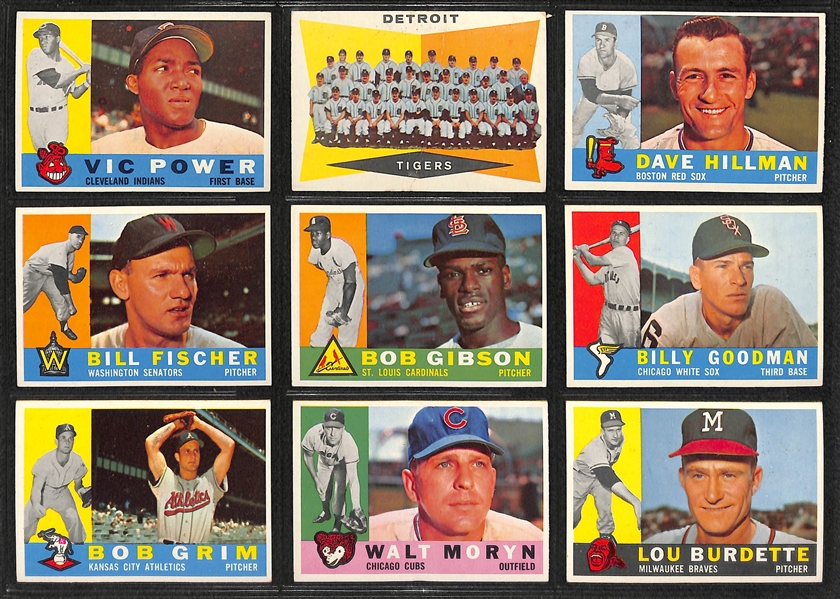 Lot of 175+ Assorted 1958-1960 Topps Baseball Cards w. 1960 Ernie Banks & Bob Gibson