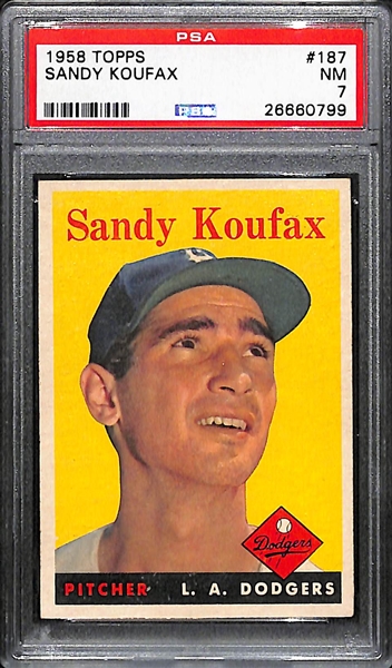 1958 Topps Sandy Koufax (#187) Graded PSA 7 (Near Mint)