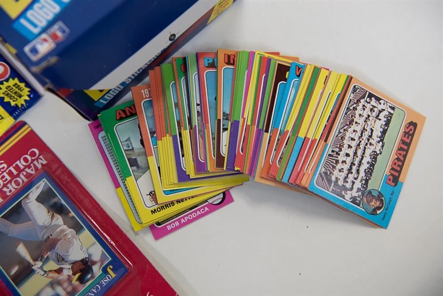Assorted Shoebox Lot of 1975 Topps Mini Cards, Sealed 1988 Fleer Baseball Packs, More!