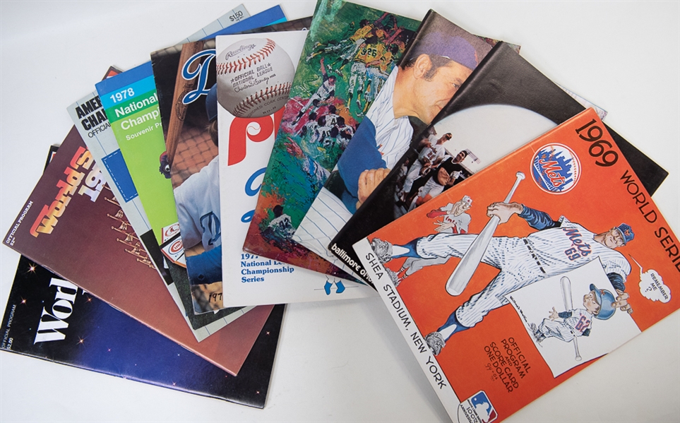Lot of 10 - World Series & Championship Programs from 1969-1979 w. 1969 Mets WS Program