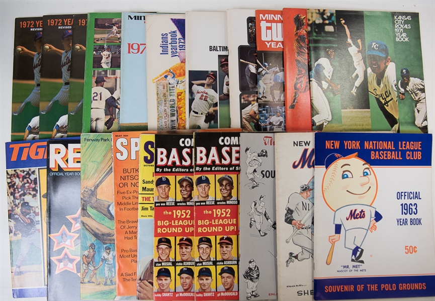 Lot of 21 - Yearbooks & Programs from 1963-1972 w. 1963 Mets Yearbook