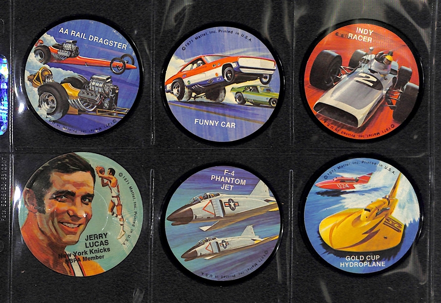 Lot of 20 - 1971 Mattel Instant Replays Discs - Basketball, Football, Racing  - w. Wilt Chamberlain x3
