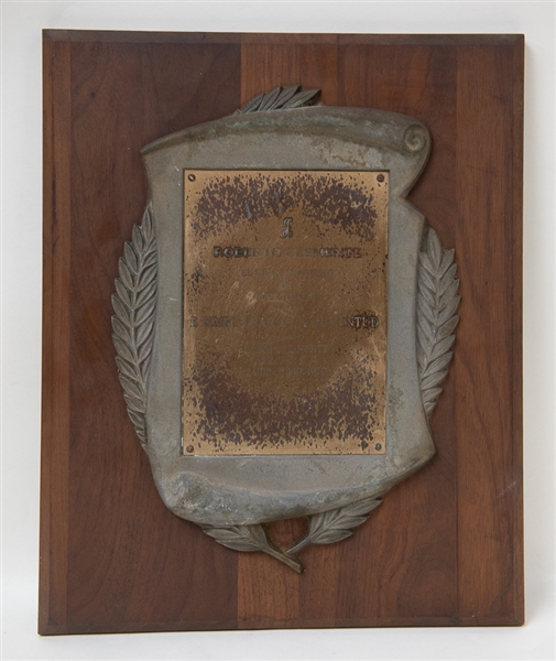 July 24, 1970 Roberto Clemente Night Presentational Plaque Presented to Clemente During Roberto Clemente Night at Three Rivers Stadium From the Youth of Arecibo, Puerto Rico. (Came Direct from...