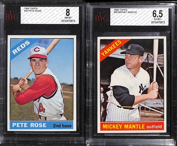 1966 Topps Baseball Complete Set (Inc. Pete Rose BVG 8, Mantle BVG 6.5) - Fresh from the Pack Condition