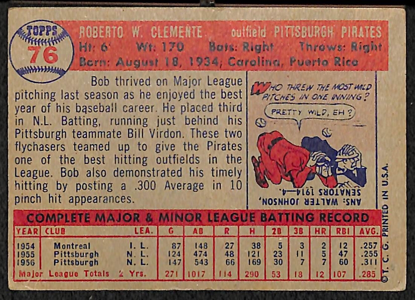 1957 Topps Roberto Clemente (#76) - Pittsburgh Pirates