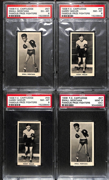 Lot Of 4 1938 F.C. Cartledge Famous Prize Fighter Cards PSA Graded