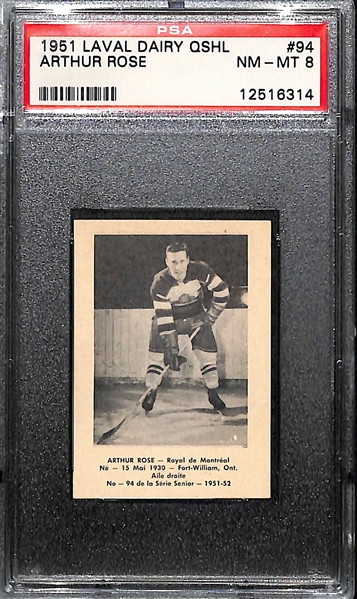 1951 Laval Dairy QSHL Hockey Arthur Rose Card PSA 8