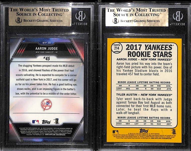 Lot of (2) 2017 Aaron Judge BGS 9.5 GEM Mint Rookie Cards - Heritage and Bowman Chrome Scout's Top 100