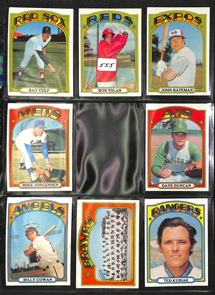 Lot of Approximately (350) 1972 Topps Baseball Cards w/ Minor Stars