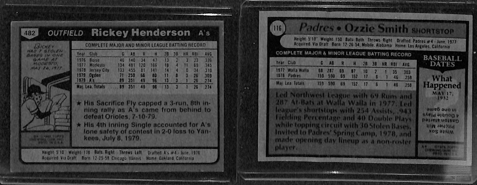 1979 & 1980 Topps Baseball Card Complete Sets w. Ozzie Smith RC & Rickey Henderson RC