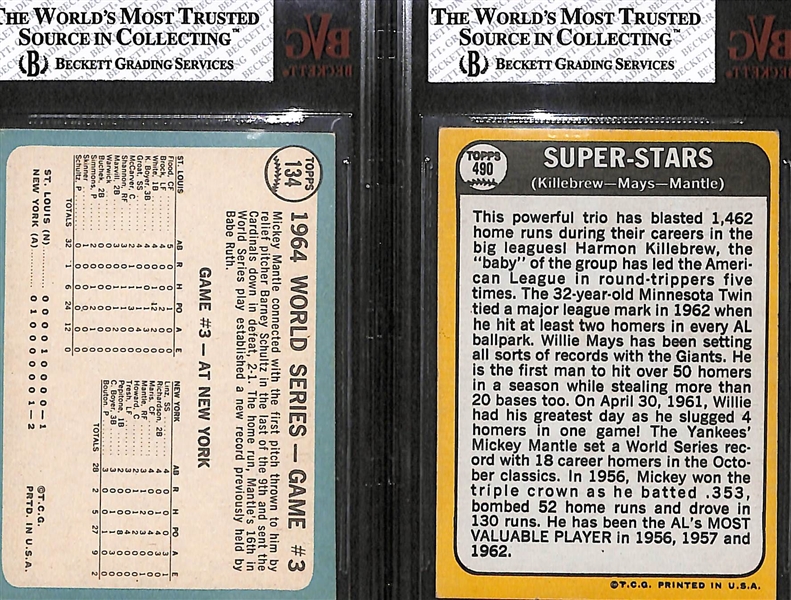 Lot of 2 - 1965 & 1968 Topps Mickey Mantle Cards - BVG