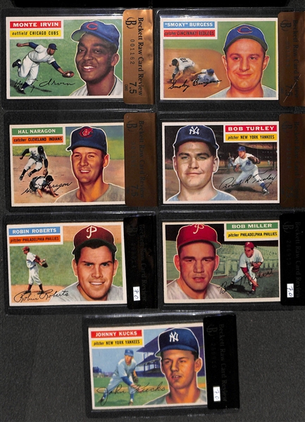 Lot of 7 - 1956 Topps Graded Baseball Cards w. Monte Irvin BVG 7.5 