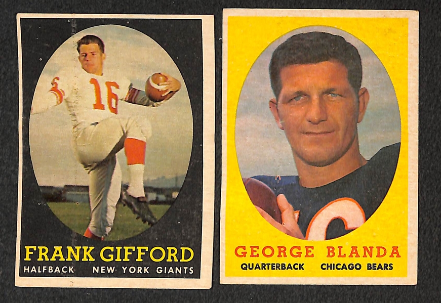 Lot of 80 Assorted 1958 Topps Football Cards w. Blanda & Gifford