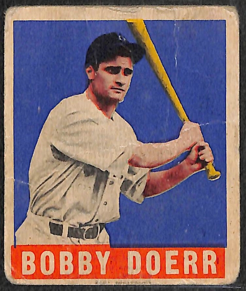 Lot of 2 - 1949 Leaf Baseball Cards - Bobby Doerr & Lou Boudreau