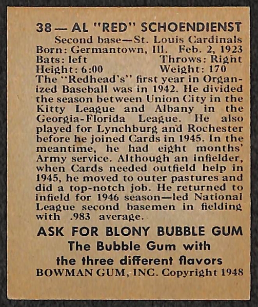 1948 Bowman Red Schoendienst Rookie Card