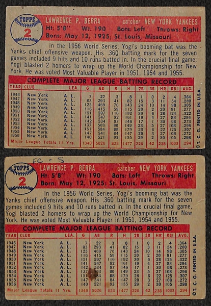 Lot of 2 - 1957 Topps Yogi Berra Cards