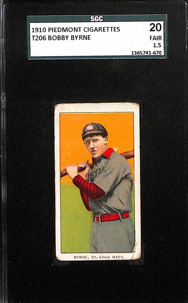 Lot of 3 - 1910 Piedmont Back T206 Cards - Byrne, Shipke, Lennox - SGC