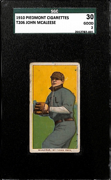 Lot of 3 - 1910 Piedmont Back T206 Cards - Sweeney, McAleese, Moran - SGC & PSA